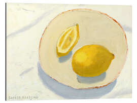 Quadro em alumínio Lemons on handmade plate - Sophie Harding
