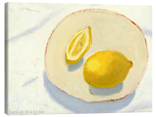 Canvas print Lemons on handmade plate