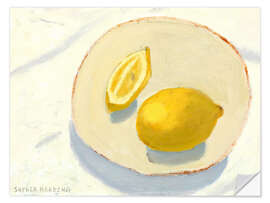 Naklejka na ścianę Lemons on handmade plate - Sophie Harding