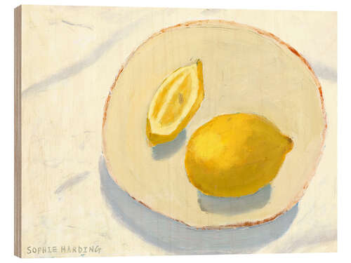 Stampa su legno Lemons on handmade plate