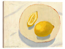 Tableau en bois Lemons on handmade plate - Sophie Harding