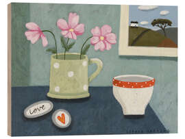 Wood print Cosmos, Love Pebbles and Sugar Bowl - Sophie Harding