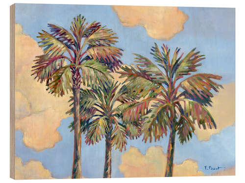 Tableau en bois Palm Trees in the Clouds