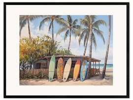 Ingelijste kunstdruk Coastal Surfboards