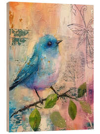 Wood print Pastel Bird I