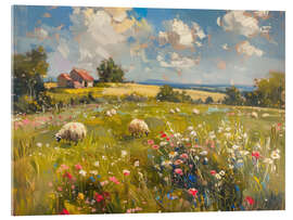 Akrylbilde Sheep in Meadow - LSR Design Studio