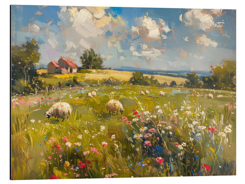 Aluminiumtavla Sheep in Meadow