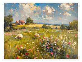 Wall print Sheep in Meadow - LSR Design Studio