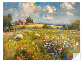 Wandsticker Schafe auf der Wiese