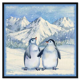 Gerahmter Kunstdruck Pinguine im Schnee