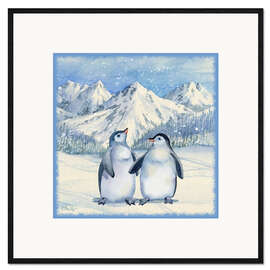 Gerahmter Kunstdruck Pinguine im Schnee