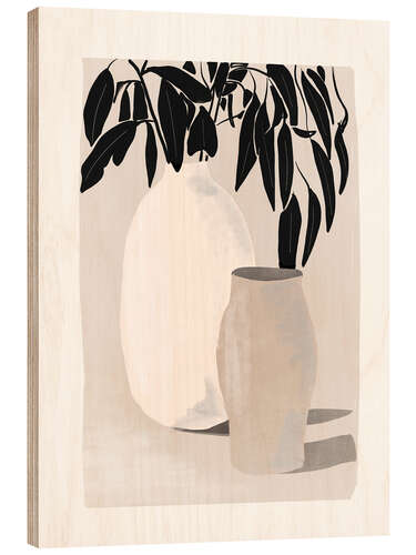 Wood print Vase Plant