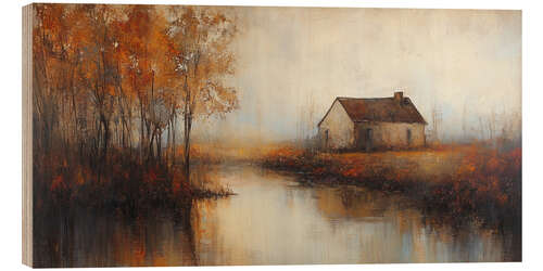 Holzbild Stimmungsvolle Landschaft