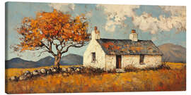Leinwandbild Hütte in Herbstlandschaft - DejaReve