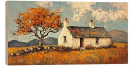 Tableau en bois Hut in autumn landscape - DejaReve