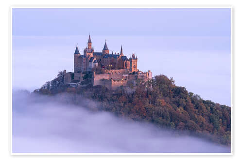 Plakat Hohenzollern Castle above the clouds, Germany