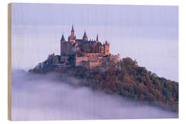 Holzbild Burg Hohenzollern über den Wolken