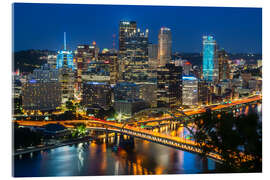 Acrylglasbild Skyline von Pittsburgh am Abend - Melanie Viola