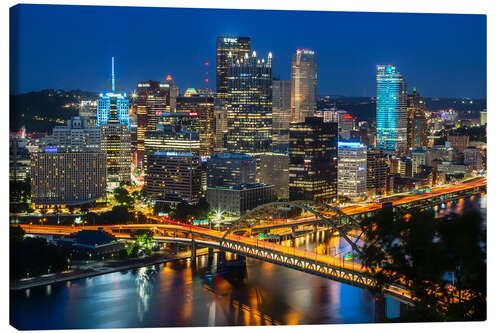 Leinwandbild Skyline von Pittsburgh am Abend