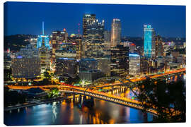 Leinwandbild Skyline von Pittsburgh am Abend - Melanie Viola
