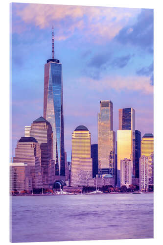 Acrylglas print Lower Manhattan skyline at sunset