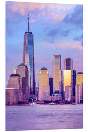 Acrylglasbild Lower Manhattan Skyline bei Sonnenuntergang