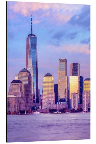 Tableau en aluminium Lower Manhattan skyline at sunset