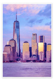 Poster Lower Manhattan skyline at sunset