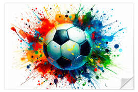 Wandsticker Fußball in Wasserfarben - nobelart