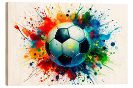Puutaulu Football in water colour - nobelart