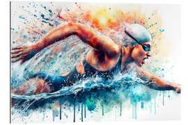 Gallery print Swimmer in colour splash