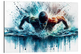 Magnettafel Schwimmer in colour splash