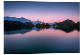 Acrylic print Bled Church at sunset - Andreas Wonisch