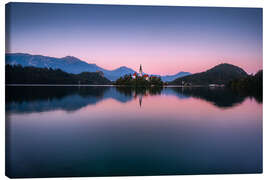 Canvas print Bled Church at sunset - Andreas Wonisch
