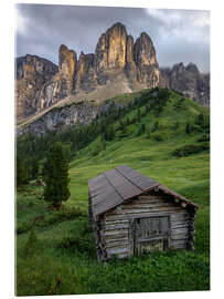 Acrylic print Hut in the Dolomites