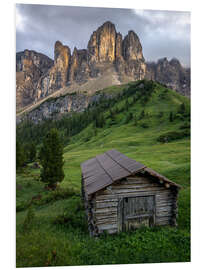 Hartschaumbild Hütte in den Dolomiten