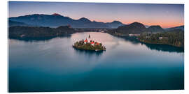 Acrylic print Bled at sunset, Slovenia - Andreas Wonisch