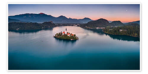 Poster Bled at sunset, Slovenia