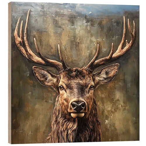 Trätavla Deer portrait