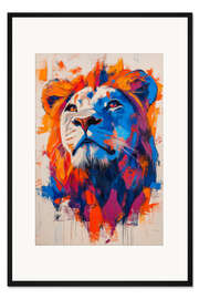 Gerahmter Kunstdruck Löwenporträt abstrakt II