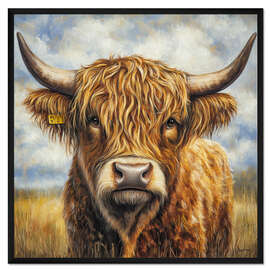 Gerahmter Kunstdruck Portrait eines Hochlandrindes