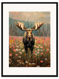 Gerahmter Kunstdruck Elch in Skandinavien