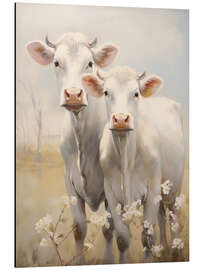 Obraz na aluminium Adorable White Cows - Arlington Prints