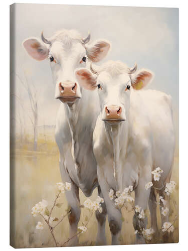 Canvas print Adorable White Cows