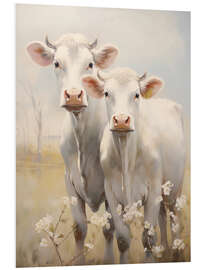 Quadro em PVC Adorable White Cows - Arlington Prints