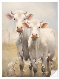 Wandsticker Entzückende weiße Kühe - Arlington Prints