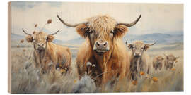 Wood print Highland herd - Arlington Prints