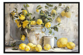 Gerahmter Kunstdruck Stillleben mit Zitronen