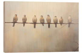 Wood print Neutral Doves