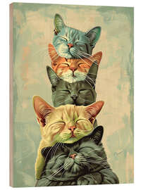 Obraz na drewnie Cat Stack - Arlington Prints